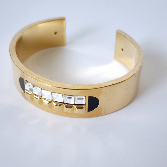 BA02 Baublebar Preowned good Gold plated open bangle with crystals - Picture 4 of 6